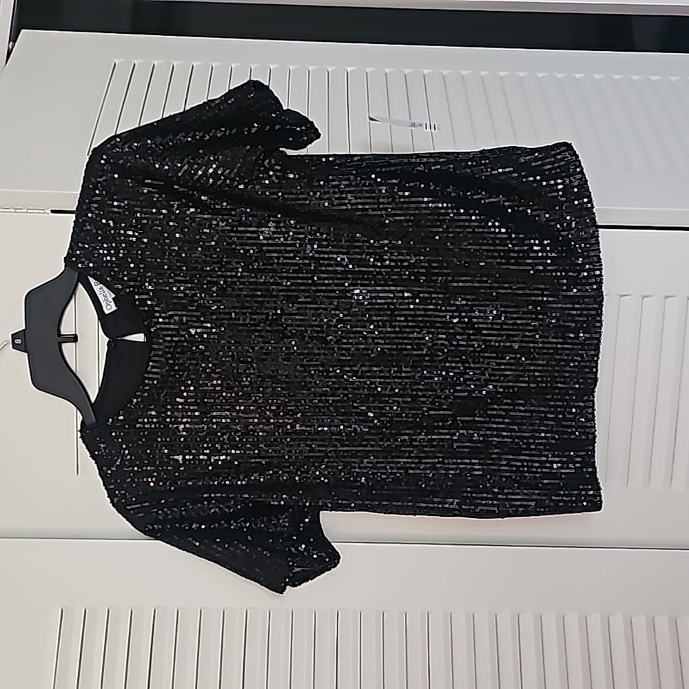 Ophelia Roe Black Sequin Top